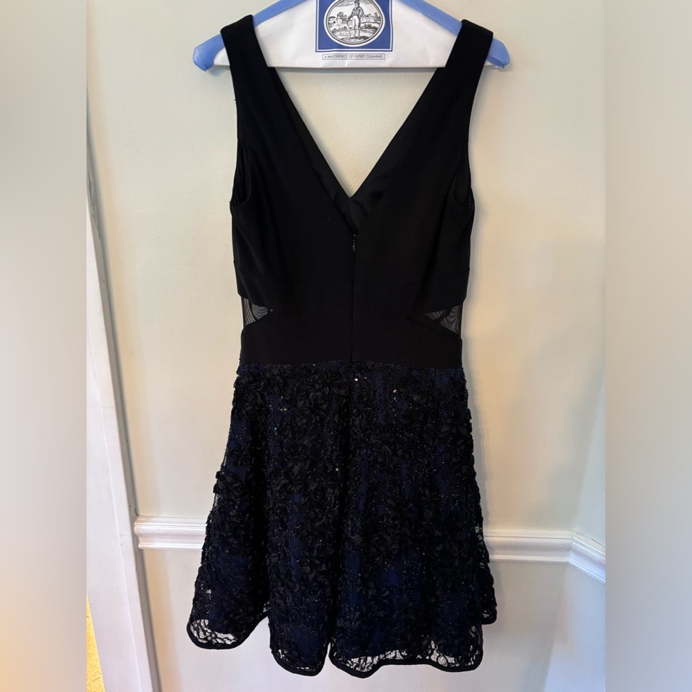 Gorgeous embroidered cocktail dress with sheer cutout sides